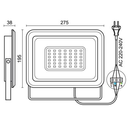 Екстериорен LED прожектор LED/100W/230V 4000K IP65 черен