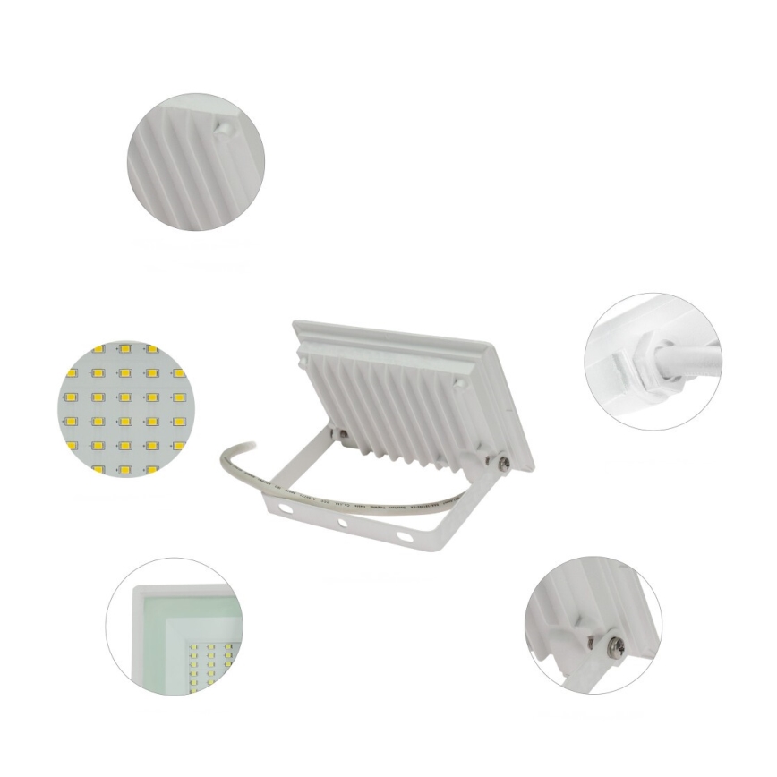 Екстериорен LED прожектор NOCTIS LUX 3 LED/30W/230V 3000K IP65 бял