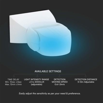 Екстериорен микровълнов сензор за движение 180° 230V IP65 бял