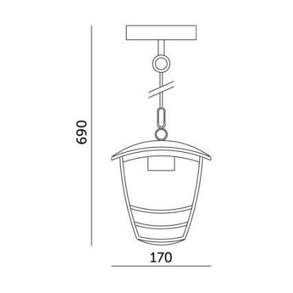 Екстериорен пендел TEVIO 1xE27/60W/230V IP54 черен