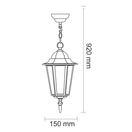 Екстериорен полилей 1xE27/20W/230V IP43 патина