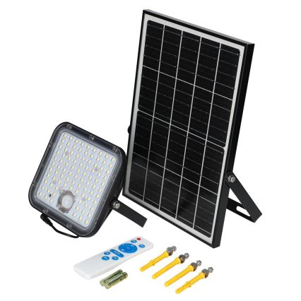 Екстериорен соларен прожектор със сензор LED/30W/6,4V 4000K IP65 6000 mAh + дистанционно управление
