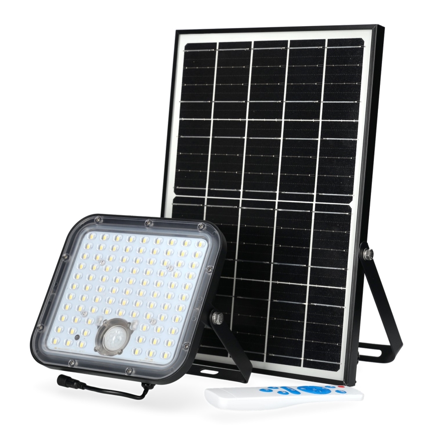 Екстериорен соларен прожектор със сензор LED/30W/6,4V 4000K IP65 6000 mAh + дистанционно управление