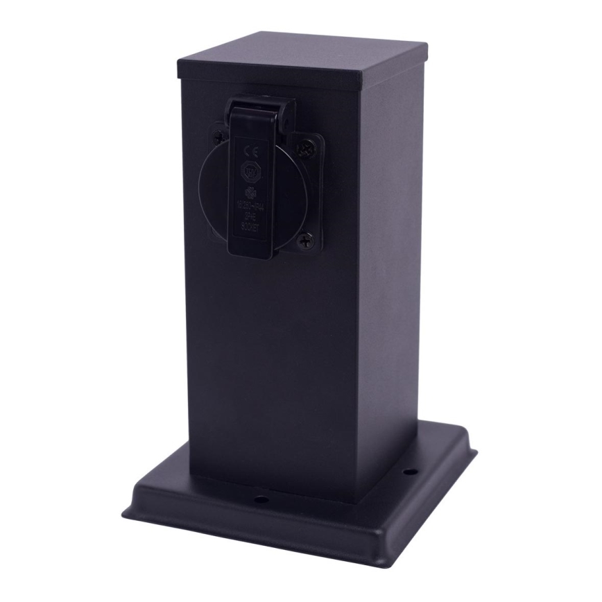Екстериорен стълб с контакти 1Z SCHUKO 230V IP44 20 см черен