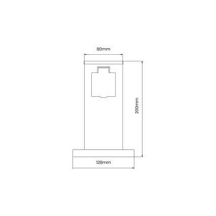 Екстериорен стълб с контакти 1Z SCHUKO 230V IP44 20 см черен