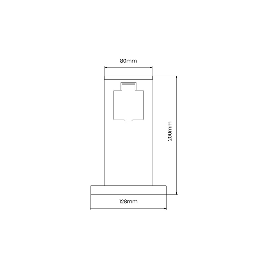 Екстериорен стълб с контакти 1Z SCHUKO 230V IP44 20 см черен