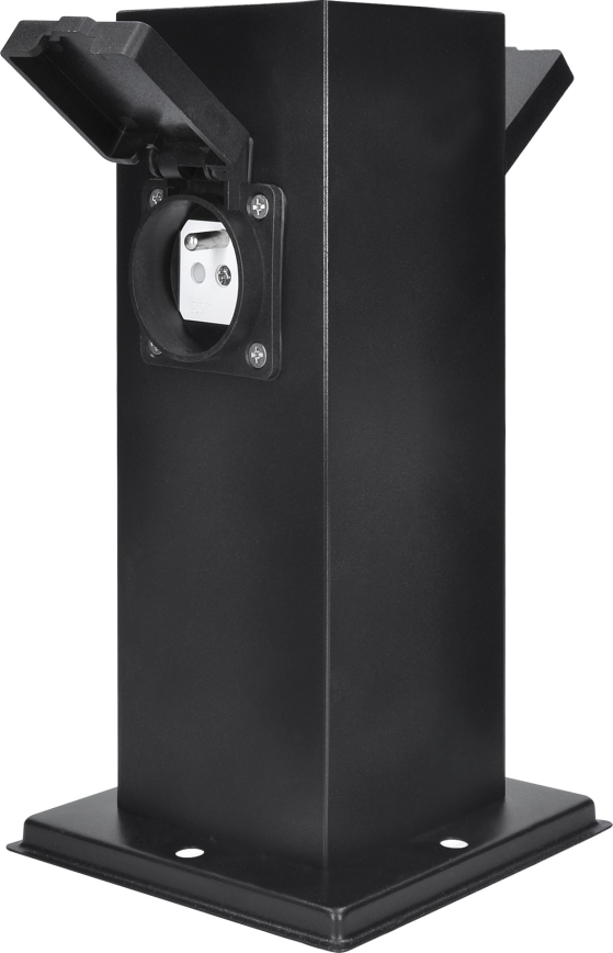 Екстериорен стълб с контакти 2Z 230V IP44 черен ъглов