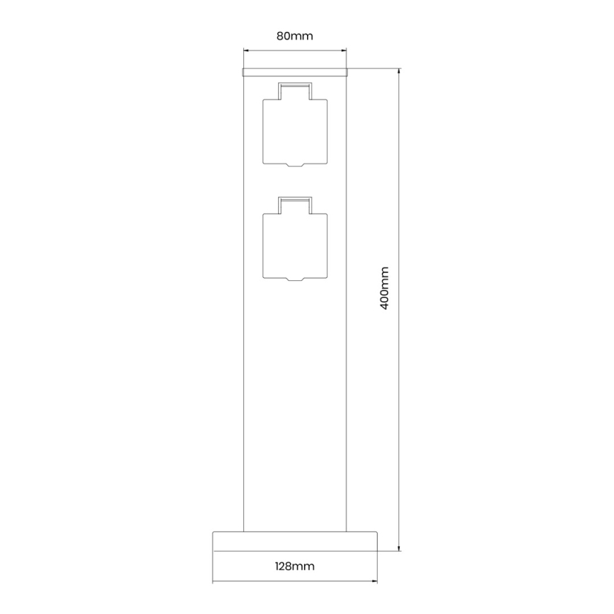 Екстериорен стълб с контакти 2Z SCHUKO 230V IP44 40 см черен