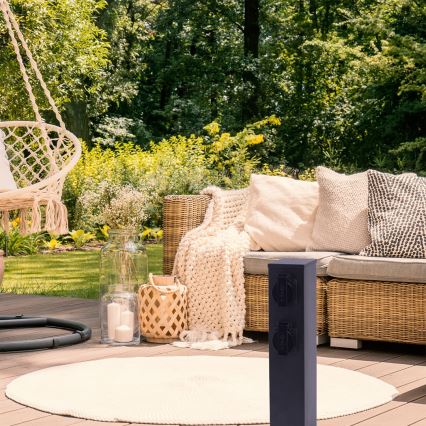 Екстериорен стълб с контакти 2Z SCHUKO 230V IP44 40 см черен