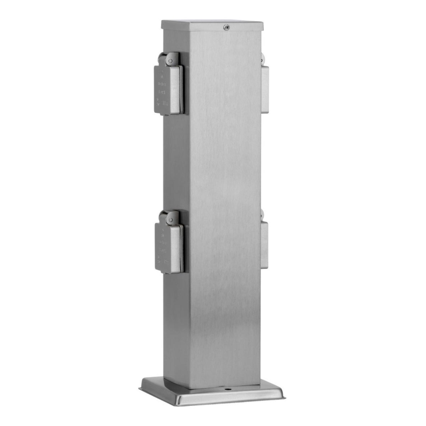 Екстериорен стълб с контакти 4Z SCHUKO 230V матов хром IP44