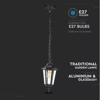 Екстериорен висящ полилей 1xE27/40W/230V IP44 черен