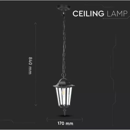 Екстериорен висящ полилей 1xE27/40W/230V IP44 черен