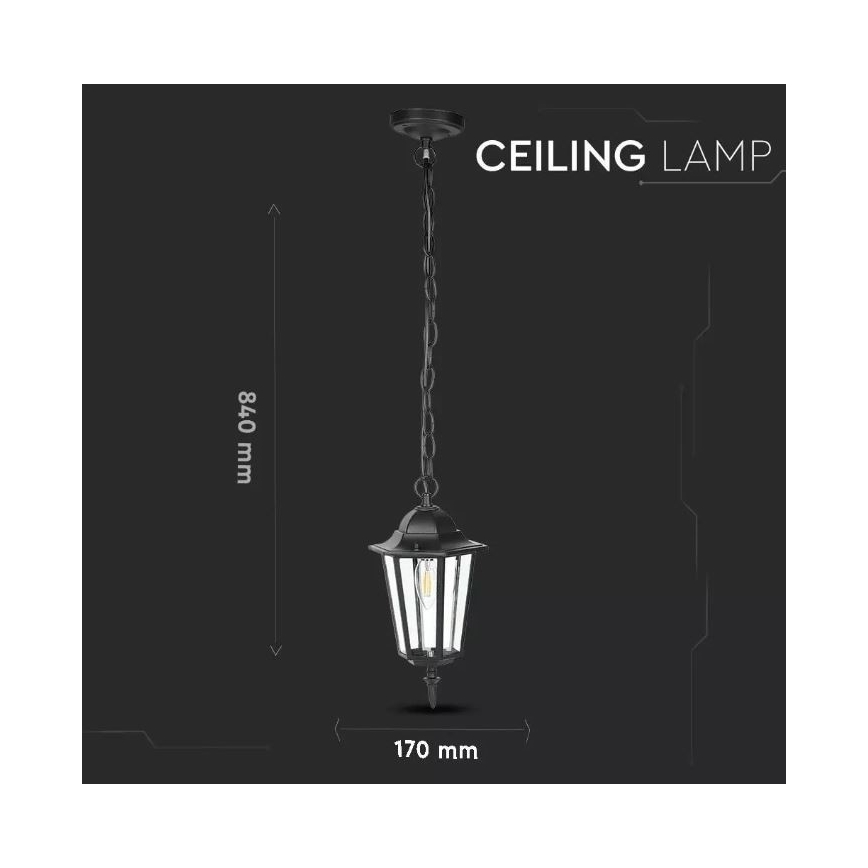Екстериорен висящ полилей 1xE27/40W/230V IP44 черен