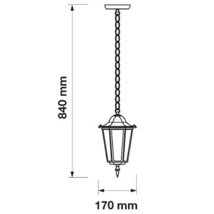 Екстериорен висящ полилей 1xE27/60W/230V IP44 бял