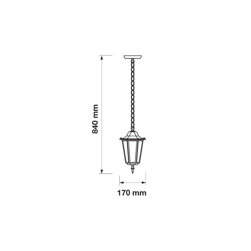 Екстериорен висящ полилей 1xE27/60W/230V IP44 бял