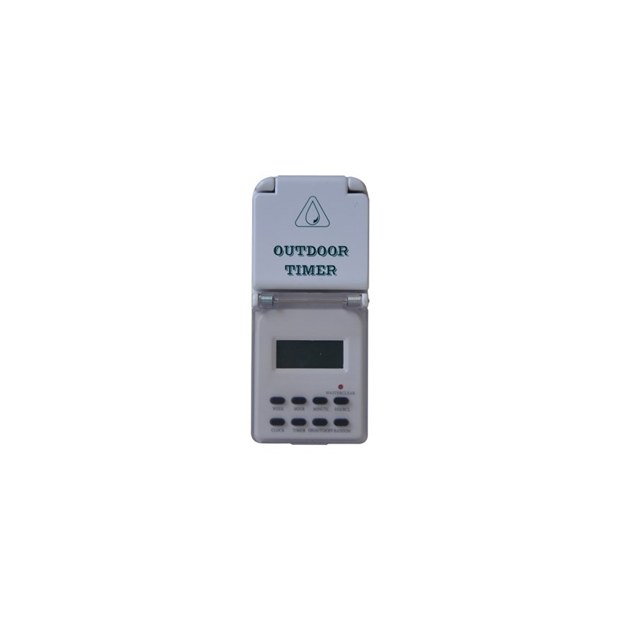 Екстериорен времеви превключвател дигитален седмичен 16A/230V IP44 200 mAh