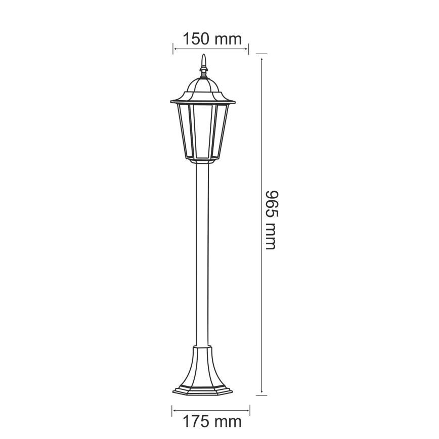 Екстериорна лампа 1xE27/20W/230V IP43 96,5 см черен