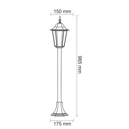 Екстериорна лампа 1xE27/20W/230V IP43 96,5 см патина