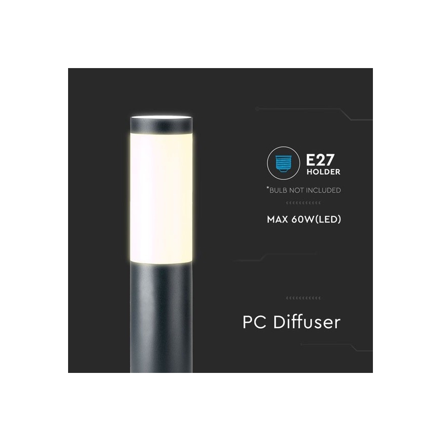 Екстериорна лампа 1xE27/60W/230V IP44 80см черна