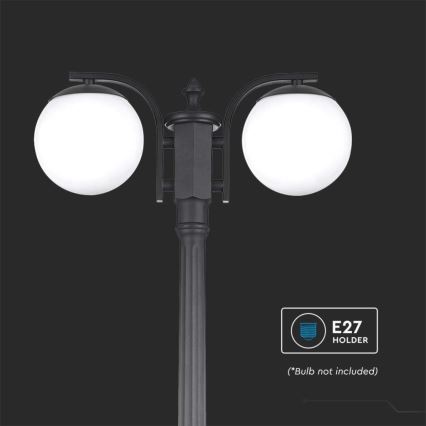 Екстериорна лампа 2xE27/60W/230V IP44 199 см черен