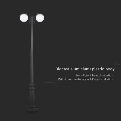 Екстериорна лампа 2xE27/60W/230V IP44 199 см черен