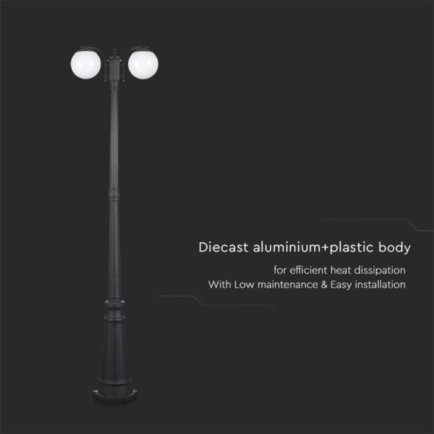 Екстериорна лампа 2xE27/60W/230V IP44 199 см черен