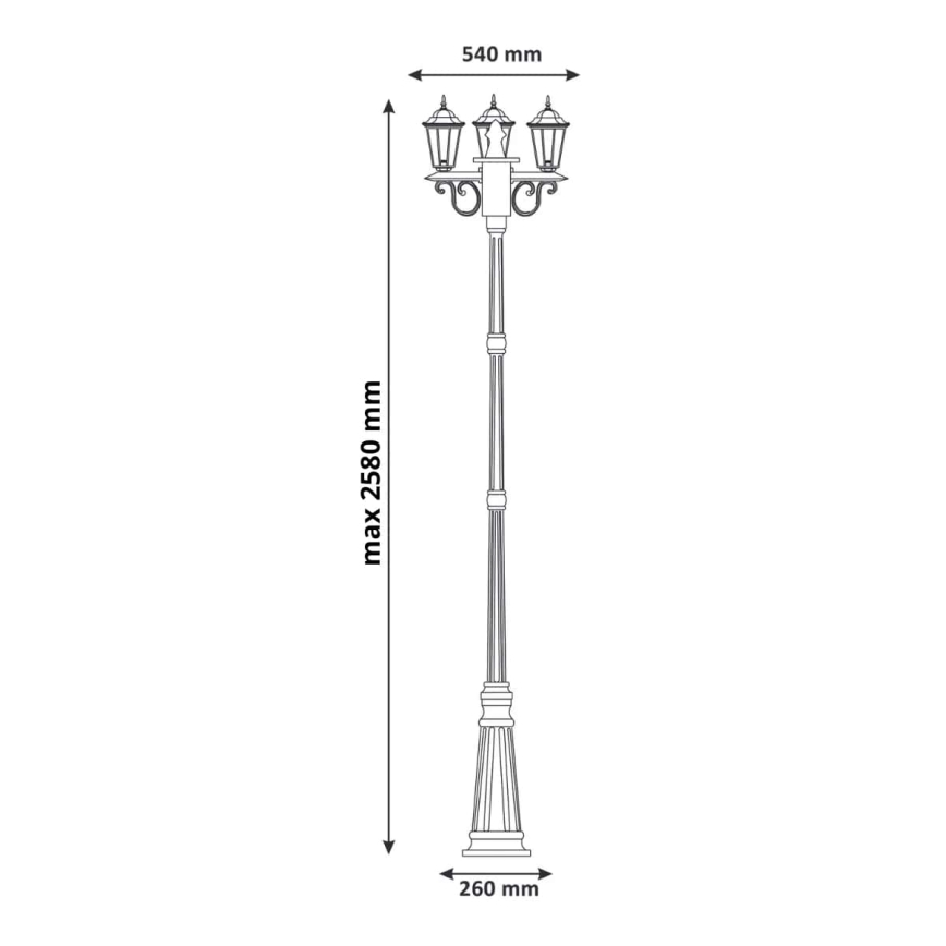 Екстериорна лампа 3xE27/20W/230V IP43 2,58 м черен