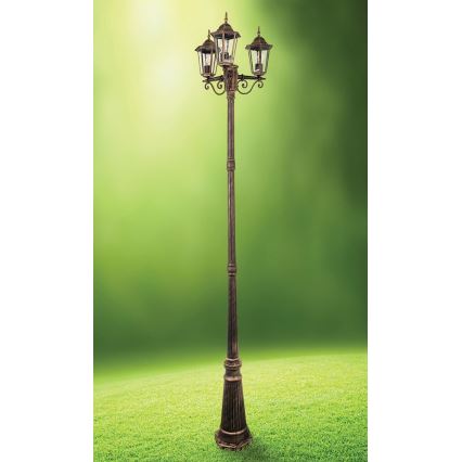 Екстериорна лампа 3xE27/20W/230V IP43 2,58 м патина