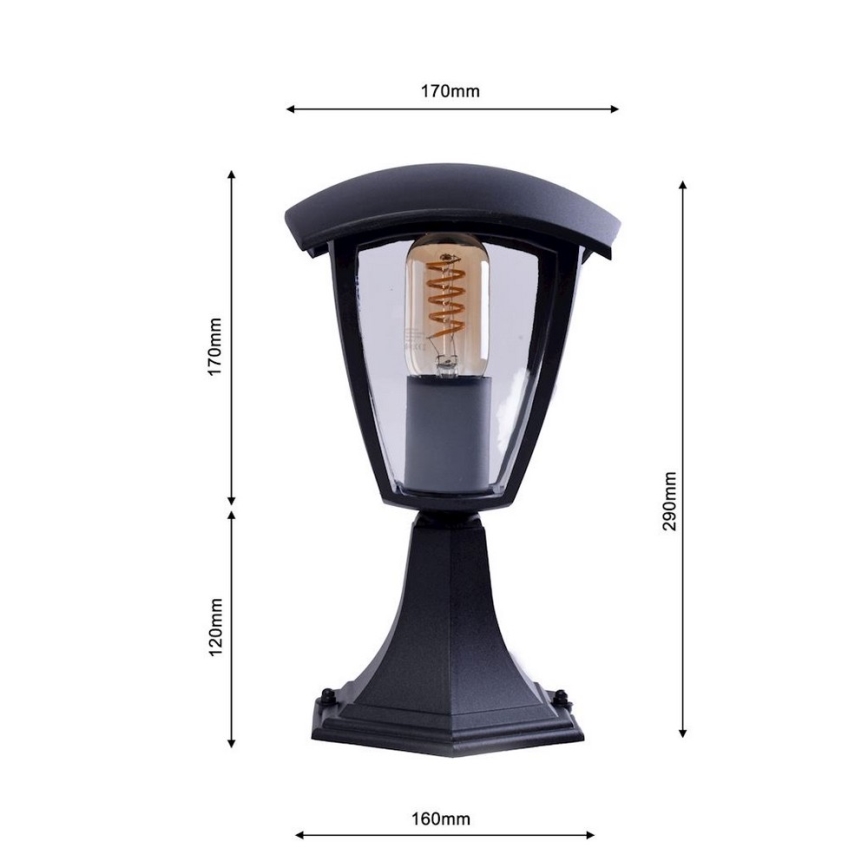 Екстериорна лампа FOX 1xE27/40W/230V IP44 черна