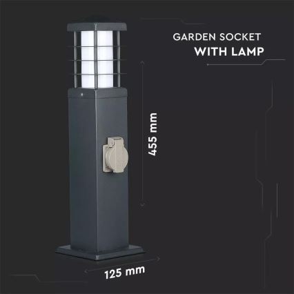 Екстериорна лампа с букси SCHUKO 1xE27/13W/230V IP44