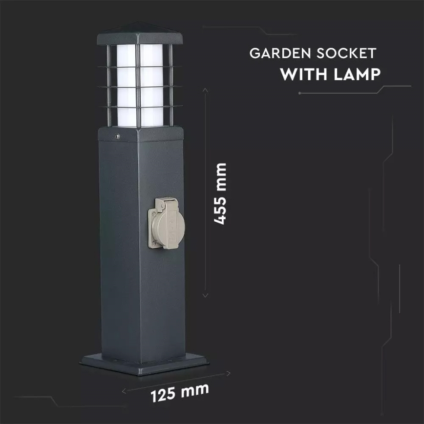Екстериорна лампа с букси SCHUKO 1xE27/13W/230V IP44