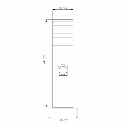 Екстериорна лампа с контакт TEKSAS 1xE27/20W/230V 44 см IP44 черен