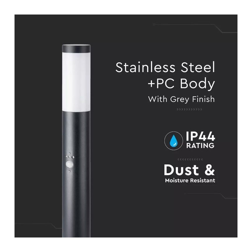 Екстериорна лампа със сензор 1xE27/60W/230V IP44 110см черна