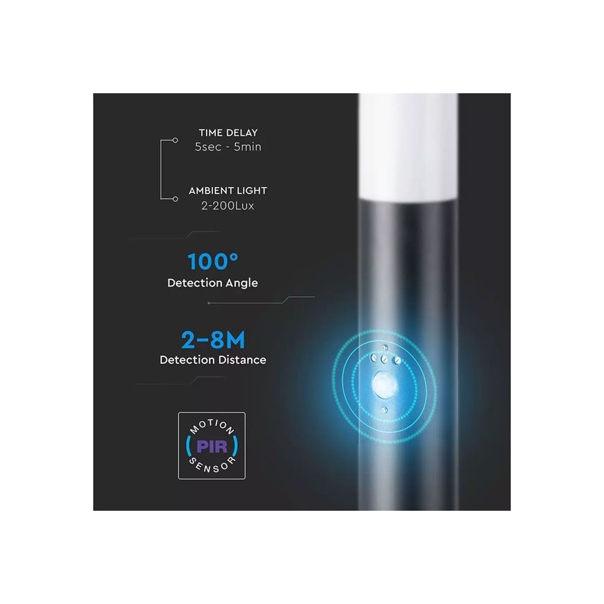 Екстериорна лампа със сензор 1xE27/60W/230V IP44 80см черна