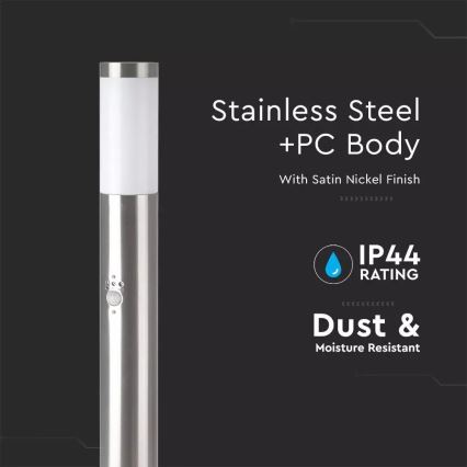 Екстериорна лампа със сензор 1xE27/60W/230V IP44 80см матов хром