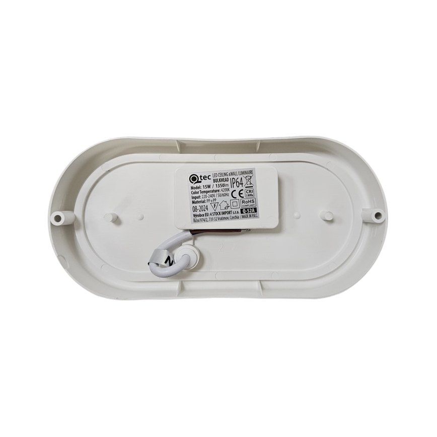 Екстериорна LED лампа за таван LED/15W/230V 4200K 20x9,8 см IP64 бял