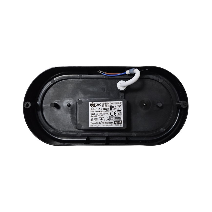 Екстериорна LED лампа за таван LED/15W/230V 4200K 20x9,8 см IP64 черен