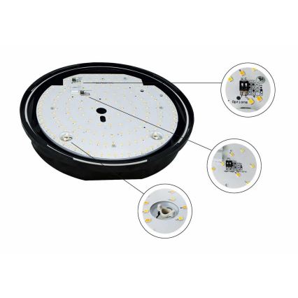 LED Димируем екстериорен таван лампа STROPY LED/12/15/18/22W/230V 3000/4000/6000K IP65 черен