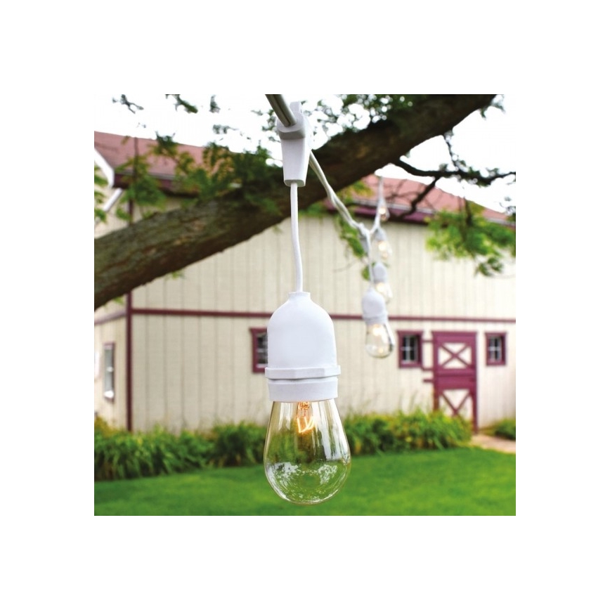 Екстериорна верига 15xE27/10W/230V 15м IP44 бяла