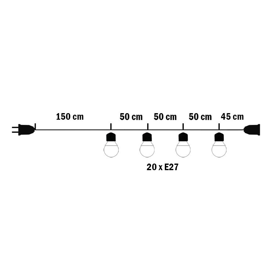Екстериорни декоративни лампички MIMOSA 20xE27/1,3W/230V IP44 10м
