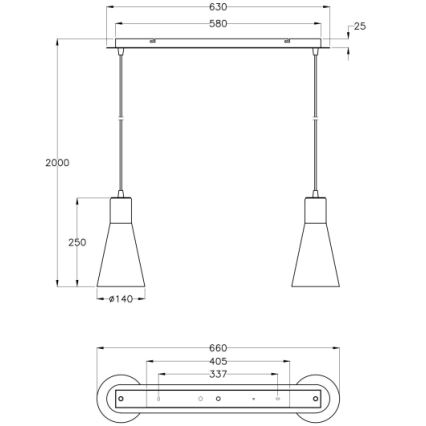 Fabas 2753/46/138 - Полилей на верижка DIANA 2xE27/60W/230V