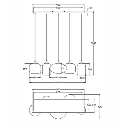 Fabas Luce 3627-48-125 - Пендел GILLIS 5xE27/40W/230V златист/черен