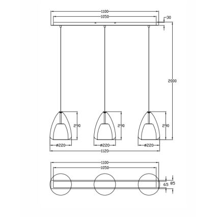 Fabas Luce 3673-48-125 - Пендел BRITTON 3xE27/40W/230V златист