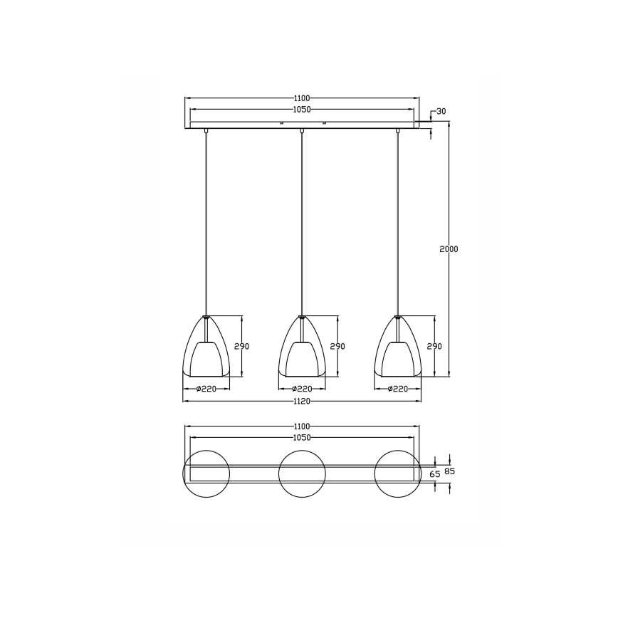 Fabas Luce 3673-48-125 - Пендел BRITTON 3xE27/40W/230V златист