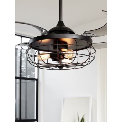 FANAWAY 212920 - LED Вентилатор за таван INDUSTRI 3xE27/4W/230V черен + дистанционно управление