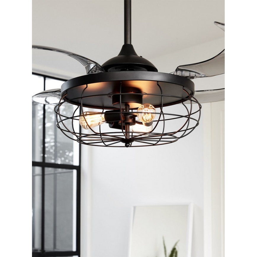 FANAWAY 212920 - LED Вентилатор за таван INDUSTRI 3xE27/4W/230V черен + дистанционно управление
