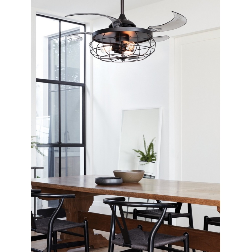 FANAWAY 212920 - LED Вентилатор за таван INDUSTRI 3xE27/4W/230V черен + дистанционно управление