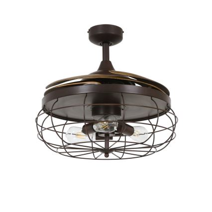 FANAWAY 212921 - LED Вентилатор за таван INDUSTRI 3xE27/4W/230V кафяв + дистанционно управление