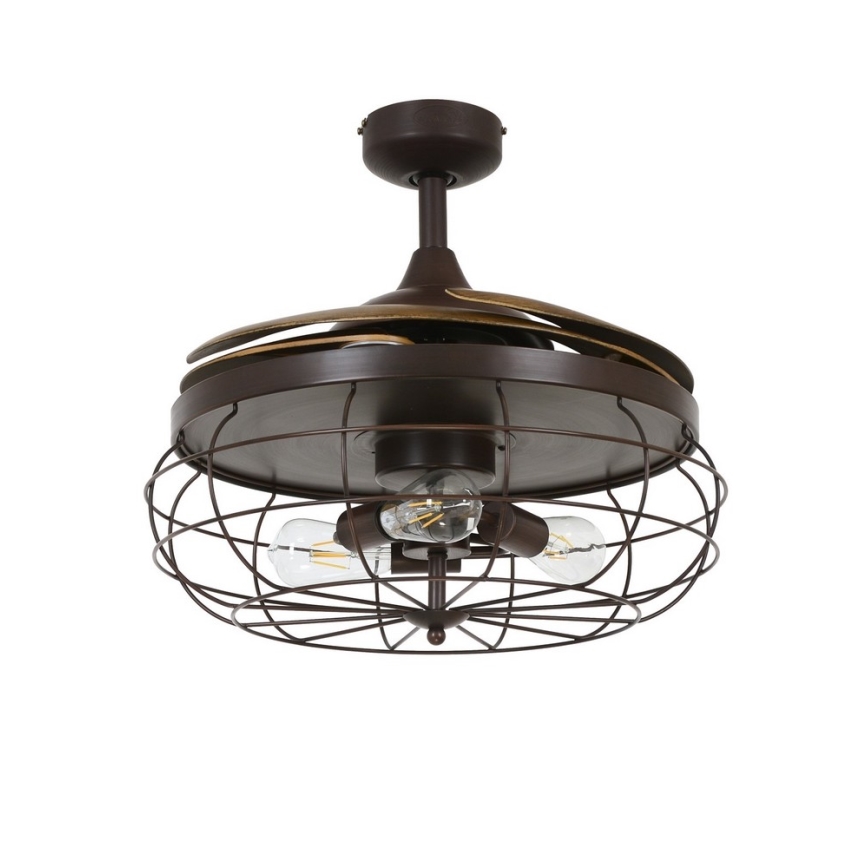 FANAWAY 212921 - LED Вентилатор за таван INDUSTRI 3xE27/4W/230V кафяв + дистанционно управление