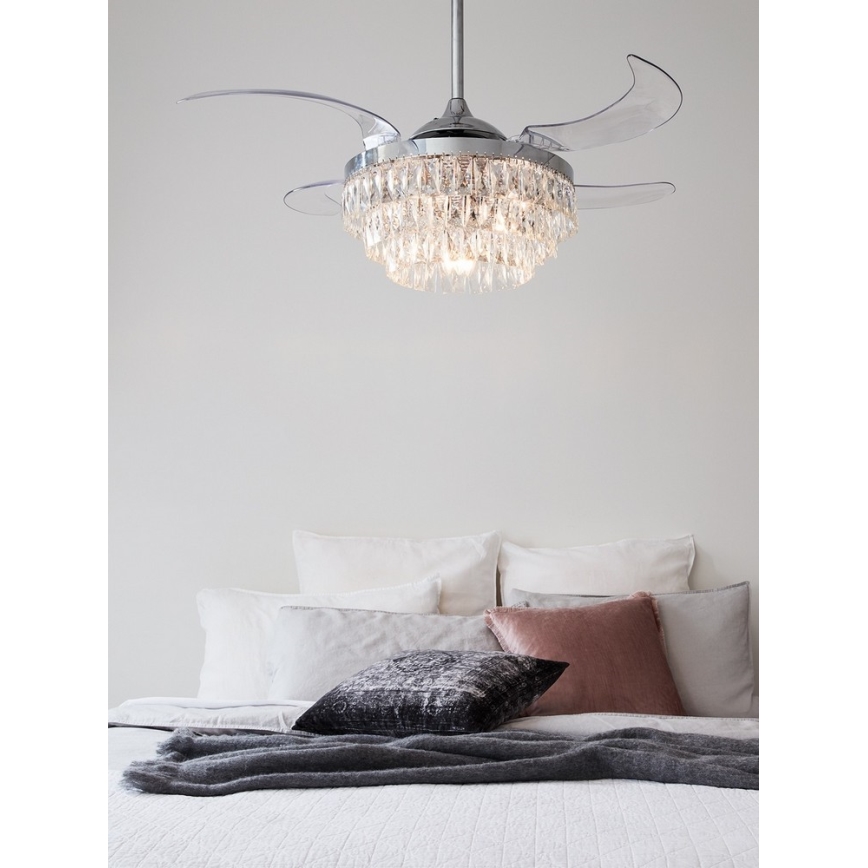 FANAWAY 212923 - LED Вентилатор за таван VEIL 6xE14/4,5W/230V лъскав хром + дистанционно управление